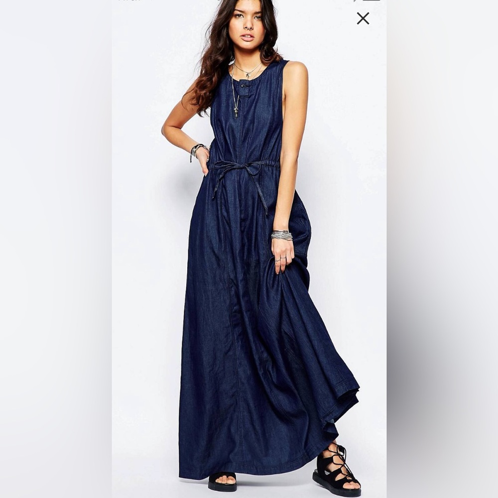 G-Star Denim Maxi Dress with Tie Waist